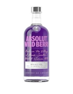 a bottle of absolut wild berry vodka on a white background with the words absolut wild berry