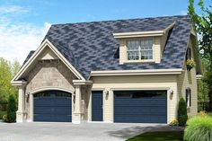 this is an artist's rendering of a two - story house with garages