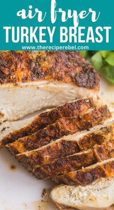 grilled turkey breast on a white plate with lettuce