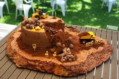 a cake made to look like a construction site