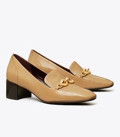 Jessa Heeled Loafer: Women's Designer Heels | Tory Burch Ginger Shortbread, Metallic Ballet Flats, Miller Sandal, Polished Style, Lug Sole Boots, Kitten Heel Pumps, High Standards, Footwear Design Women, Wallet Chain