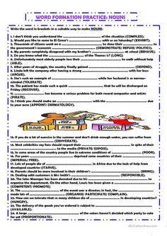 the worksheet for word formation practice