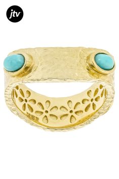 Step right up, ladies and gents! Feast your eyes on the mesmerizing beauty of our 3x5mm Blue Turquoise 18K Gold Over Sterling Silver Band Ring from the Artisan Collection of Turkey���. This exquisite piece features a stunning blue turquoise gemstone that will transport you to tropical seas with just one glance. The vibrant cabochon-cut stone is elegantly set in luscious gold over sterling silver, creating a luxurious contrast that's simply irresistible.  With dimensions as delicate as your favor Sterling Silver Turquoise Ring In Yellow Gold, 14k Yellow Gold Hallmarked Turquoise Ring, Elegant Multi-stone Turquoise Ring In Yellow Gold, 14k Yellow Gold Turquoise Cabochon Ring, Artisan Turquoise Ring With Inlay, Luxury, Sterling Silver Rings Bands, Silver Band Ring, Turquoise Blue, Turquoise Gemstone