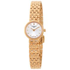 Women's T-Trend Collection Gold-plated Stainless Steel Silver Dial Watch | Tissot T058.009.33.031.00 | World of Watches Tissot Lovely, Silver Watches Women, Tissot Watches, Ceramic Watch, White Watch, Stainless Steel Band, Ladies Watch, Steel Watch, Gold Jewelry Fashion