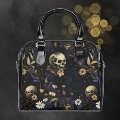 High Quality Handbag Unleash your wild side with our Wildflower Skulls PU Leather Shoulder Bag - a bold expression of edgy sophistication.  The allure of a high-grade PU leather handbag lies in its versatility and aesthetic appeal. Crafted from 100% PU leather, it mimics the elegance and durability of genuine leather while offering a more sustainable and cruelty-free alternative. The vibrant colors of the bag bring life to any outfit, ensuring that it stands out in a crowd with its bright and crisp finish. The quality of the design is evident, making it a stunning accessory for any fashion-forward individual. This handbag's functionality is enhanced by its well-thought-out features. The interior boasts ample space, with a secure zippered pocket on one side and two open pockets on the other Leo Birthday, High School Graduation Gifts, Unique Handbags, Womens Handbag, Nurse Graduation Gift, Skull Hand, Gothic Skull, Birthday Gifts For Best Friend, Quality Handbags