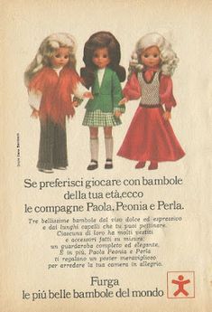 an old advertisement for dolls from the 1950's