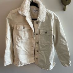 Never Worn Old Navy Jacket, Size Da Sherpa Lined Jacket, Navy Jacket, Navy Jackets, Sherpa Lined, Jean Jackets, Navy White, Jean Coat, Jean Jacket, Navy And White