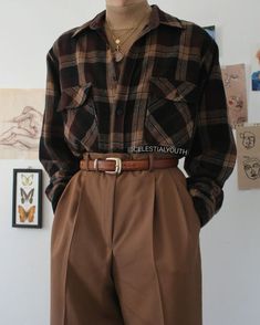 Brown Penny Loafers, Look 80s, Brown Checkered, Academia Style, Light Brown Color