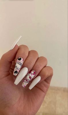 Ongles Goth, Paznokcie Hello Kitty, Goth Nails, Hello Kitty Nails, Makijaż Smokey Eye, Cat Nails, Nails 2023