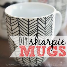 two mugs with the words diy sharpie mugs on them