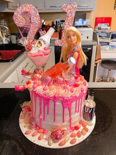 Barbie cake, drunk barbie cake, pink cake, 21st birthday party , red velvet, yummy cake Barbie 21st Birthday Party Cake, 30th Birthday Barbie Cake, Barbie Themed 21st Birthday Party, Drunk Barbie Theme Party, Pretty In Pink 21st Birthday Party, Barbie Cake 18th Birthday, 21st Bday Barbie Cake, Party Barbie Cake, Barbie Birthday Party 21