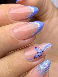 Ongles Baby Blue, Baby Blue Nails, Nagellack Trends, Nagel Tips, Easy Nails, Colorful Nails, Her Nails, Makijaż Smokey Eye, Blue Nail Designs