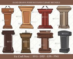 an image of podiums and pedestals clipart bundle - svg, dxf