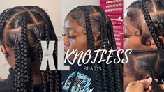 DAEDOHAIR  XL KNOTLESS TUTORIAL Medium Knotless Braids Tutorial, How To Install Knotless Braids, Knotless Tutorial, Large Knotless Tutorial, Knotless Tutorial On Self, Hair Tutorial, Cut Out, Braided Hairstyles, Braids