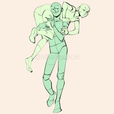 a drawing of a man holding a woman in his arms while she holds him up