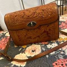 Stunning Vintage Western Style Handmade Leather Purse With Large Wallet, Small Wallet, & Key Holder. Bag Is 12” Wide And 8” Deep. These Items Are Absolutely Gorgeous And In Great Condition. Vintage Western Style, Handmade Leather Purse, Tooled Leather Purse, Western Purses, Large Wallet, Tooled Leather, Vintage Western, Small Wallet, Leather Purse