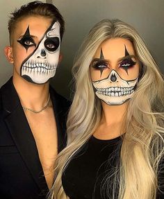 Hallowen Schminke, Makijaż Sugar Skull, Pelottava Halloween, Couples Costumes Creative, Koleksi Makeup, Holloween Makeup