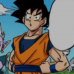 the dragon and gohan characters are standing together