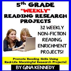 the 5th grade weekly reading research project is available for students to use on their laptops