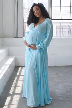 Kimberly Maternity Wrap Dress - Blue Wrap Gowns, Baby Blue Maternity Dress, Blue Baby Shower Dress, Queen Throne, Elegant Maternity Dresses, Lace Maternity Gown, Pink Maternity Dress, Blue Maternity Dress, Sparkle Gown