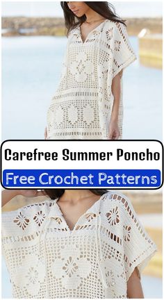 the crochet summer poncho pattern is shown