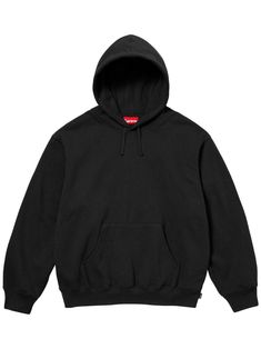 black cotton blend satin logo embellishment classic hood long sleeves front pouch pocket ribbed cuffs and hem straight hem Black Supreme, Applique Hoodie, Streetwear Apparel, Surf Outfit, Balenciaga Triple S, Cotton Hoodie, Got It, Black Hoodie, Outerwear Jackets