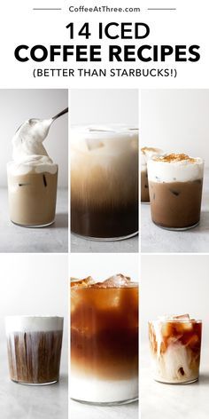 These delicious iced coffee recipes are easy to make at home and better than the ones you will get at Starbucks. From lattes to cold brew, find out how to make the best homemade coffee drinks using just a few simple tools and ingredients. Iced coffee makes a delicious pick-me-up anytime day or night! #coffee #icedcoffe #lattes #coldbrew Ice Coffee Recipes, Best Homemade Coffee, Homemade Coffee Drinks, Homemade Iced Coffee, Coffee Recipes Starbucks