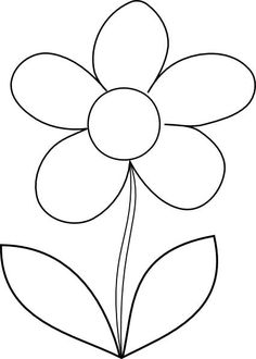 the outline of a flower that is drawn in one line and has four petals on each side