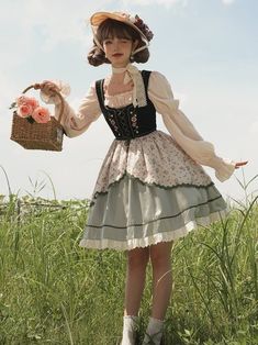 Light Colors Outfit, Country Lolita, Cute Jumpers, Cottagecore Outfits, Jumper Skirt, Skirt And Blouse, Layer Dress, Lolita Dress, Lolita Fashion