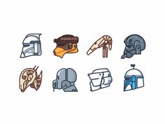 the different types of helmets are shown in this image, including one with a helmet on it