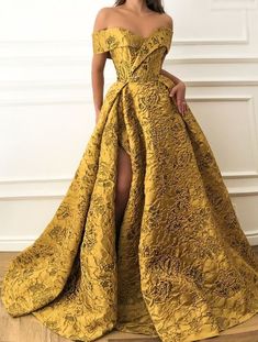 Golden Ball Gown, Prom Night Dress, Teuta Matoshi, Afrikaanse Mode, Long Prom Dresses, Satin Prom Dress