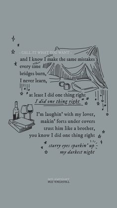 a poem written in black ink on a gray background with an image of a bed and chair