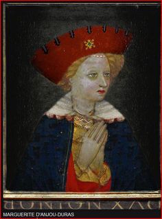 a painting of a woman wearing a red hat and holding her hands to her chest