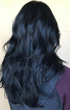 Blue Black Hair Dye, Midnight Blue Hair, Natural Dark Hair, Blue Highlights