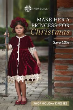 Gorgeous vintage looks that will be a favorite for her and your holiday pictures. Discover her fairytale dress now for her keepsake trunk later. Rosalina Dress, Girls Velvet Dress, Girls Fall Dresses, Dress For Kids, Princess Dress Up, Dress Up Costumes, Fairytale Dress, Dresses Kids Girl