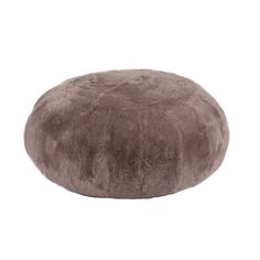 a large grey round ottoman on a white background