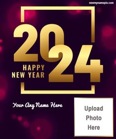 a purple and gold happy new year card with the number twenty - four on it