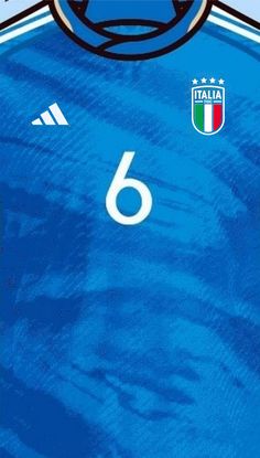 a soccer jersey with the number six on it and an italian flag in the background