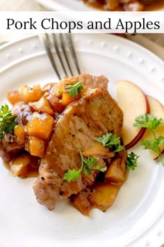 two white plates topped with meat and potatoes