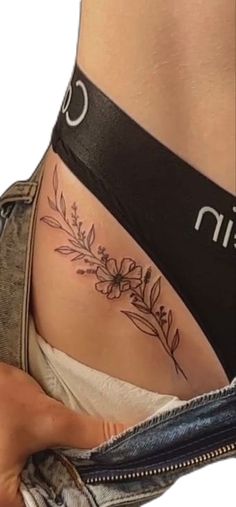 Lower Hip Tattoos, Pelvic Tattoos, Flower Hip Tattoos, Cowgirl Tattoos, Minimalist Tattoo Ideas, Basic Tattoos, Hip Tattoos Women, Tattoos Women, Dope Tattoos For Women