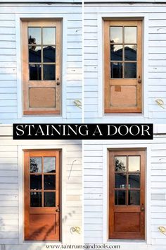 the steps to staining a door are shown