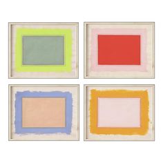 four square paintings with different colors on them