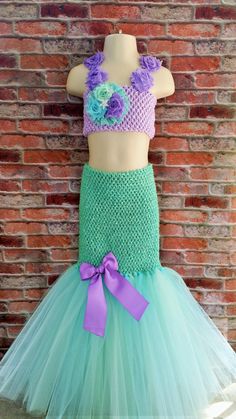 Mermaid tutu dress. Ariel tutu dress. Beach by Shiningstarstore Second Birthday Outfit, Tulle Costumes, Crochet Tutu, Ariel Costumes, Mermaid Theme Birthday Party, Disney Dress Up