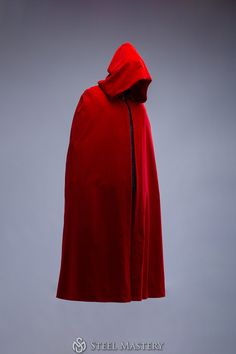 Velvet cloak for Larp, fantasy events, stage performances. Cape Fantasy, Velvet Cloak, Costume Capes, Velvet Cape, Bald Man, Red Cape, Fantasy Book, Book Inspiration, Hooded Coat