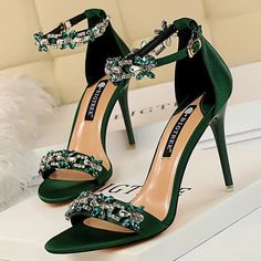 Eco Designer High Heels Rhinestone Heels Please order according to your barefoot length   Women Pump Size Foot Length ( cm )2222.52323.52424.52525.52626.52727.528EU/CN Size34353637383940414243444546US Size 44.5567899.51010.51111.512Note 1:Size tag of the shoes show Chinese size,which are not the European size.but they are exactly the same length as the European size which you ordered.Note 2:Colors on your computer monitor may differ slightly from actual product colors,It depend on your monitor s Green Rhinestone Open Toe Heels, Green High Heels With Rhinestones, Green Rhinestone Heels For Wedding, Green Rhinestone Wedding Heels, Elegant Green Sandals With Rhinestones, Frog Wedding, Summer Sandals Heels, Enchanted Party, Heels Rhinestone