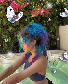 Blue Natural Hair, Bright Blue Hair, Best Hair Dye, Hair Color Underneath, Goth Hair, Hair Color Streaks, Short Brown Hair