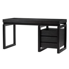 a black desk with two drawers underneath it