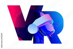 the letter v with a woman's head wearing a baseball cap and ear muffs