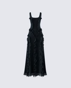 Luxury Feminine Ruffled Maxi Dress, Luxury Black Lace Dress With Ruffles, Luxury Black Maxi Dress With Ruffles, Luxury Black Ruffled Dress, Vintage Black Ruffled Dress, Libra Szn, Fall Dinner Outfit, Winery Outfit, Moodboard Fashion