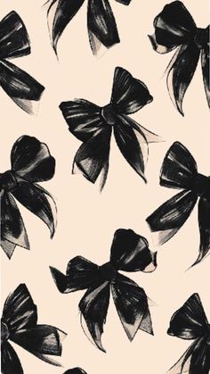 black and white bows on a cream background for wallpaper or fabric, this is an illustration